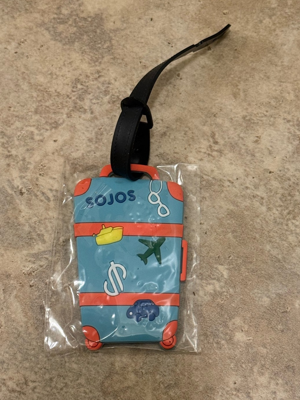 NWT Sojos Blue Luggage Tag with Travel Icons